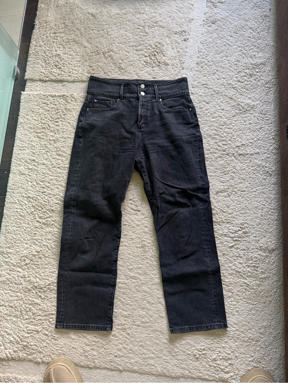 Ann Taylor Black Cropped Straight-Leg Jeans